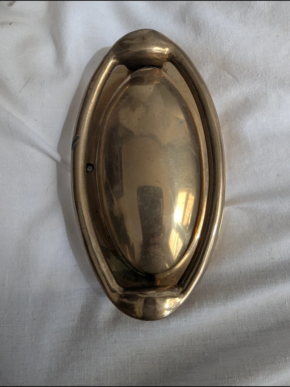 Vintage Oval Brass Heavy Door Knocker - Gold Tone